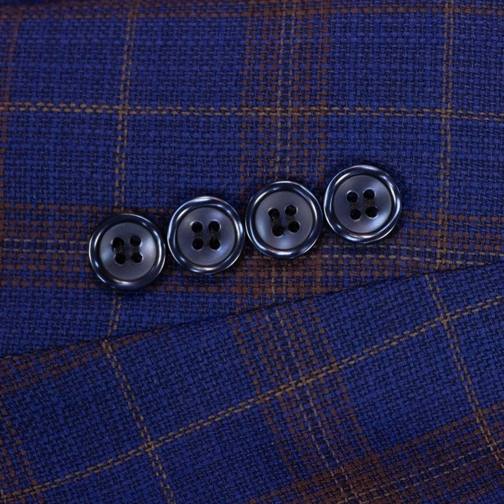 Tiglio Luxe Modern Fit Blazer Mens 52R Blue Plaid Wool Paisley Lining Biella